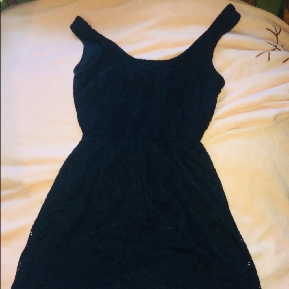 Black lace shirt dress